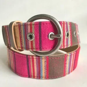 Vintage Omega Guatemalan Mayan Cotton Leather Belt Womens Size M Colorful Tribal Handmade | Accessories | Vintage Guatemalan Mayan Cotton  main image 4